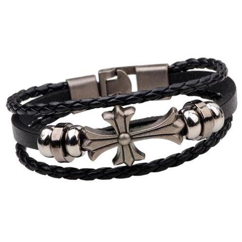 Fako Bijoux® - Armband - Leder Exclusive - Kruis - 20cm -, Sieraden, Tassen en Uiterlijk, Armbanden, Verzenden