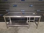 Werktafel | prullenbak gat | RVS | 200cm, Gebruikt, RVS Meubilair