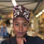 Afrikaanse Bruin / Beige Flower / hoofddoek - headwrap, Ophalen of Verzenden, Nieuw