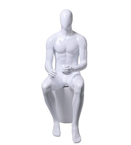 Faceless etalagepop heren zittend glossy white GZM03-GW, Zakelijke goederen, Kantoor en Winkelinrichting | Winkel en Inventaris