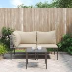 vidaXL 3-delige Loungeset met kussens poly rattan grijs, Verzenden, Nieuw, Rotan, Loungeset