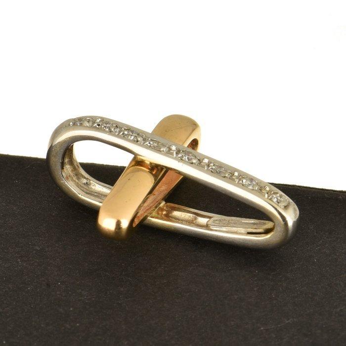 Kruishanger - 18 karaat Witgoud, Roségoud Diamant, Sieraden, Tassen en Uiterlijk, Antieke sieraden