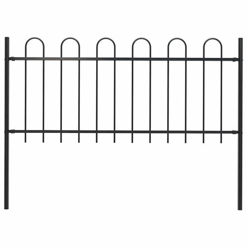 vidaXL Tuinhek met ronde bovenkant 1,8 m staal zwart, Tuin en Terras, Schuttingen, Nieuw, IJzer, Minder dan 1 meter, Verzenden