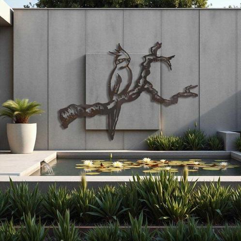 Valkparkiet van Cortenstaal, Huis en Inrichting, Woonaccessoires | Wanddecoraties, Nieuw, Verzenden