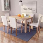 vidaXL Eettafel met stoelen kunstleer en eikenhout crème, Huis en Inrichting, Complete eetkamers, Verzenden, Nieuw
