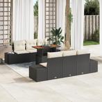 vidaXL 7-delige Tuinbankenset met kussens poly rattan zwart, Tuin en Terras, Tuinsets en Loungesets, Verzenden, Nieuw, Rotan