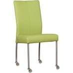 Leren eetkamerstoel Comfort met wieltjes - Toledo Lime, Huis en Inrichting, Stoelen, Nieuw, Leer, Ophalen of Verzenden, Eén