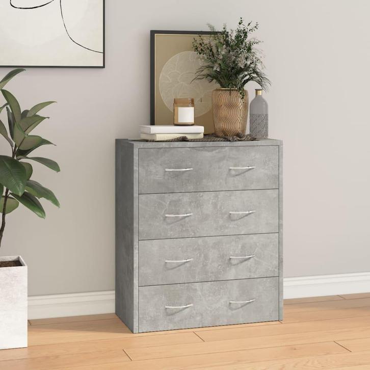 vidaXL Dressoir met 4 lades 60x30,5x71 cm betongrijs, Huis en Inrichting, Kasten | Dressoirs, 25 tot 50 cm, Nieuw, 50 tot 100 cm