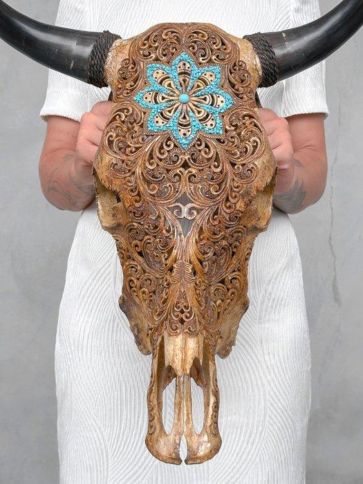 Geen minimumprijs - Grote bruine gesneden stierenkop -, Antiek en Kunst, Kunst | Designobjecten