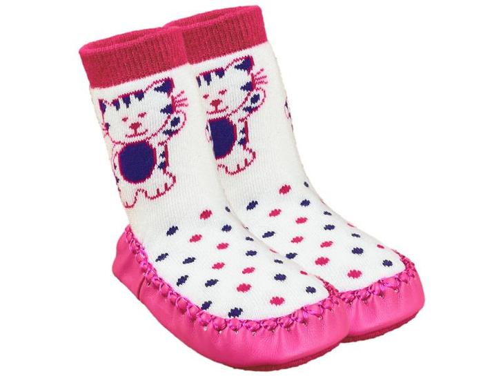 Baby Slofjes - Meisjes Pantoffels - Katjes - Roze/Ecru, Kinderen en Baby's, Kinderkleding | Schoenen en Sokken, Verzenden