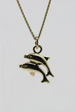 Gouden Dolfijn dubbel ketting hanger, Verzenden, Nieuw