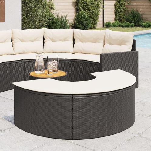 vidaXL Voetensteun met kussen poly rattan zwart, Tuin en Terras, Tuinsets en Loungesets, Nieuw, Rotan, Verzenden