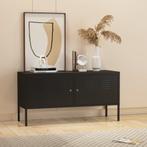Commode Pyhtää 118x40x60 cm staal zwart mat [en.casa], Huis en Inrichting, Verzenden, Nieuw