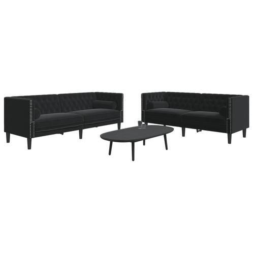 vidaXL 2-delige Loungeset Chesterfield met bolsters fluweel, Huis en Inrichting, Banken | Bankstellen, Nieuw, Stof, Vierpersoons of meer