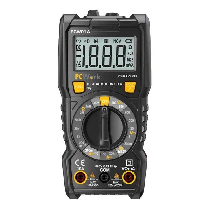 Digitale multimete-2000 COUNTS-CAT III 600V, Doe-het-zelf en Verbouw, Meetapparatuur, Multimeter, Nieuw, Ophalen of Verzenden