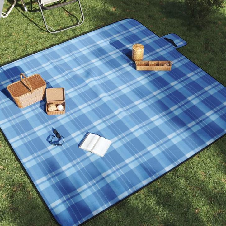 vidaXL Picknickkleed opvouwbaar geruit 200x200 cm fluweel, Sport en Fitness, Bergsport en Wandelen, Nieuw, Verzenden