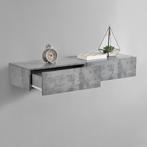 Wandplank met lade set van 2 zwevend 46x30x15 betonkleurig, Huis en Inrichting, Woonaccessoires | Wandplanken en Boekenplanken