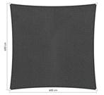 Premium schaduwdoek 6x6m vierkant waterdoorlatend Carbon..., Nieuw