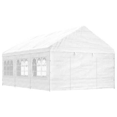vidaXL Prieel met dak 6,69x4,08x3,22 m polyetheen wit, Tuin en Terras, Partytenten, Nieuw, Verzenden