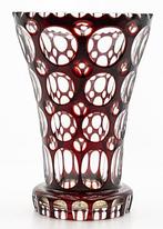 Meyrs Neffe Art Deco Burgundy Faceted Crystal Glass Vase