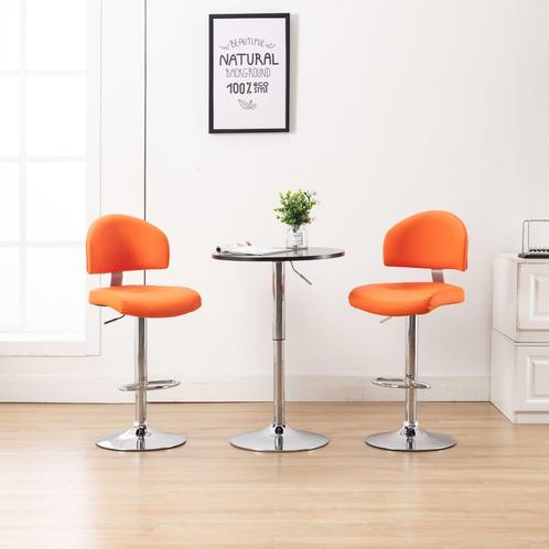 vidaXL Barkrukken 2 st kunstleer oranje, Huis en Inrichting, Barkrukken, Nieuw, Verzenden
