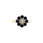 Entourage ring met saffier en diamant 9 krt, Ophalen of Verzenden, Nieuw