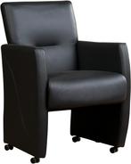 Donkerblauwe leren moderne eetkamerfauteuil - Toledo Leer Pa, Huis en Inrichting, Stoelen, Overige kleuren, Nieuw, Leer, Ophalen of Verzenden