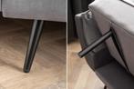 Retro slaapbank BOUTIQUE 215cm grijs fluwelen 3-zits met, Ophalen of Verzenden, Nieuw