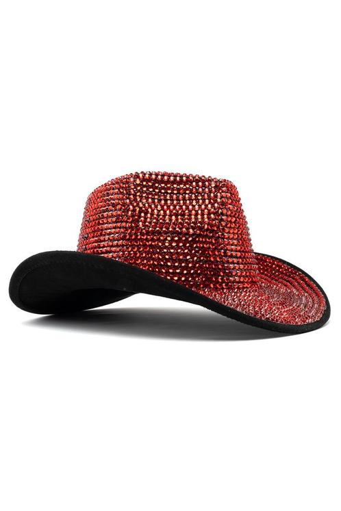 Cowboyhoed Rood Strass Steentjes Rode Cowgirl Western Hoed S, Kleding | Dames, Carnavalskleding en Feestkleding, Nieuw, Carnaval