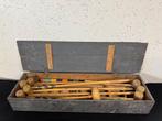 Spelstuk - Vintage Houten Qroucet Spel Set en Opbergkist -