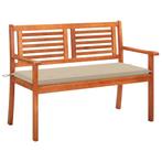 vidaXL Tuinbank 2-zits met kussen 120 cm massief, Verzenden, Nieuw, Hout