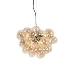 Art Deco hanglamp zwart met Amber glas 8-lichts - Uvas, Huis en Inrichting, Lampen | Hanglampen, Nieuw, Glas, Art Deco, 75 cm of meer