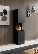 Meubella | vitrinekast mat zwart 36x29x138 met verlichting, Huis en Inrichting, Minder dan 50 cm, Verzenden, 100 tot 150 cm, Nieuw