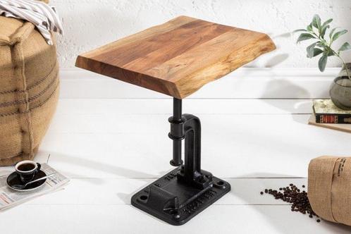 Authentieke bijzettafel FACTORY 43cm massief acaciahout, Huis en Inrichting, Tafels | Sidetables, Ophalen of Verzenden
