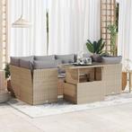 vidaXL 7-delige Loungeset met kussens poly rattan beige, Verzenden, Nieuw, Rotan, Loungeset