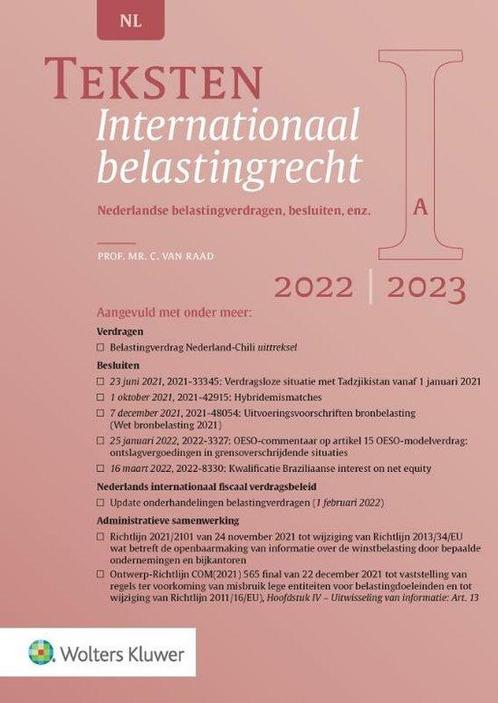 9789013169065 Teksten Internationaal belastingrecht 2022/..., Boeken, Studieboeken en Cursussen, Zo goed als nieuw, Verzenden