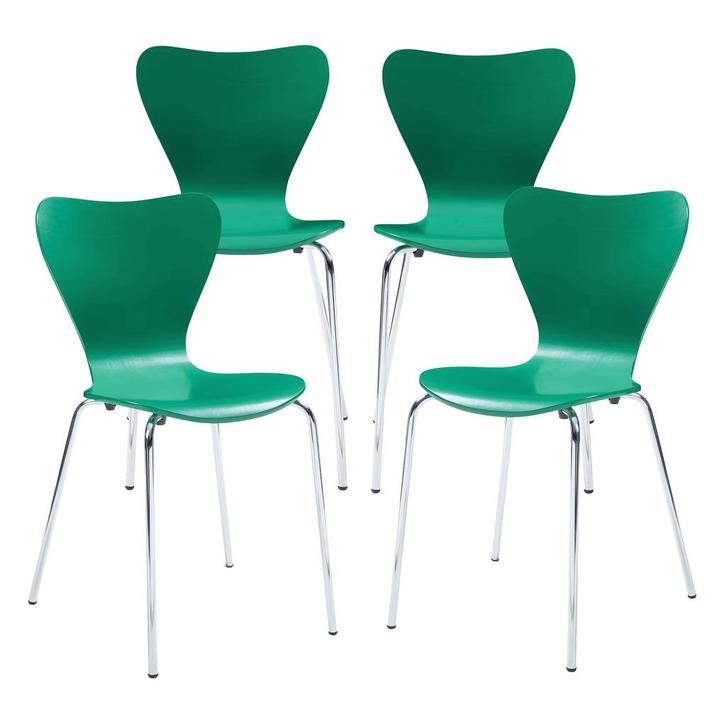 Eetkamerstoel Essunga 80x48x46 cm set van 4 groen en chroom, Huis en Inrichting, Stoelen, Verzenden