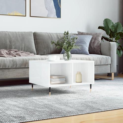 vidaXL Salontafel 60x50x36,5 cm bewerkt hout hoogglans wit, Huis en Inrichting, Tafels | Salontafels, 50 tot 100 cm, Nieuw, Overige houtsoorten
