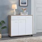 [en.casa] Halmeubel Bobeck 72x80x28 cm eikenkleurig en wit, Huis en Inrichting, Verzenden, Nieuw
