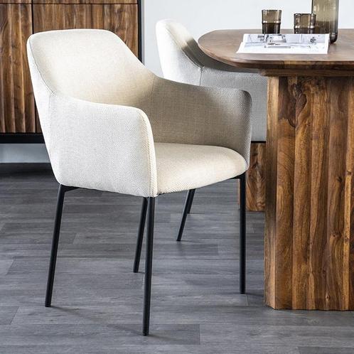 *WOONWINKEL* Eleonora Paul Taupe Eetkamerstoel Met Armleunin, Huis en Inrichting, Stoelen, Nieuw, Stof, Verzenden