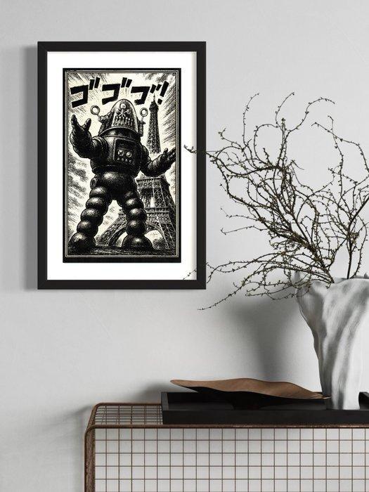 Æ2381 - Robby The Robot in Parijs, naast de Eiffeltoren, en, Antiek en Kunst, Antiek | Speelgoed