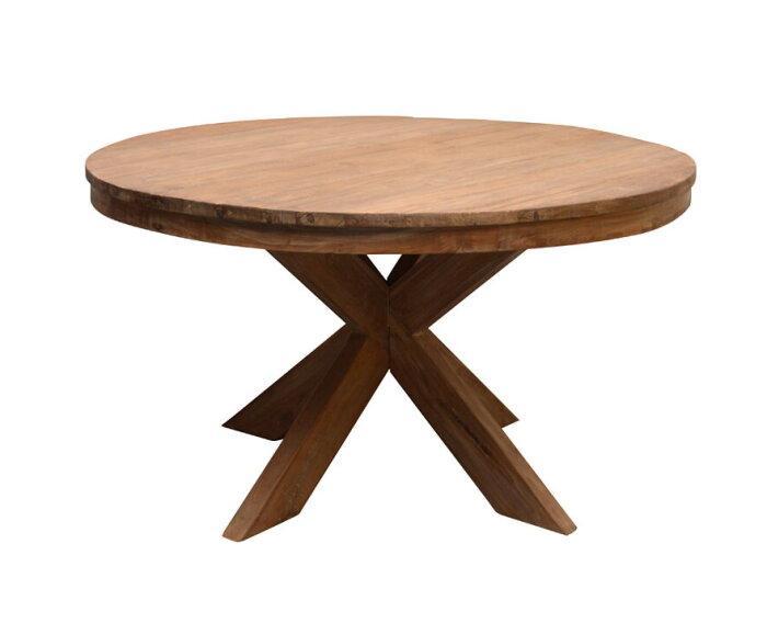 Ronde Eettafel Dingklik Beek Teakhout-120 cm (diameter), Huis en Inrichting, Tafels | Eettafels, Nieuw, Ophalen of Verzenden