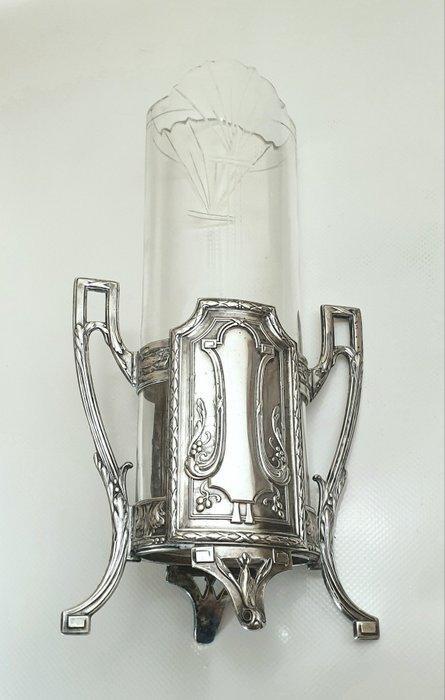 Vaas - Glas, geplateerd met zilver, Antiek en Kunst, Kunst | Designobjecten
