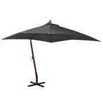 vidaXL Zweefparasol met paal 3x3 m massief vurenhout, Tuin en Terras, Parasols, Verzenden, Nieuw, 3 tot 4 meter, Zweefparasol