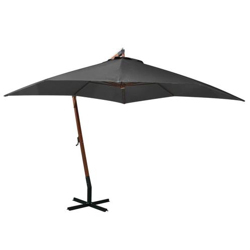 vidaXL Zweefparasol met paal 3x3 m massief vurenhout, Tuin en Terras, Parasols, Zweefparasol, Nieuw, 3 tot 4 meter, Verzenden