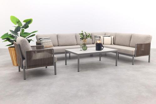 VDG Sierra hoek loungeset + loungestoel - Naturel/Grijs, Tuin en Terras, Tuinsets en Loungesets, Loungeset, Nieuw, Overige materialen
