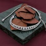 Witgouden ketting met diamanten, Sieraden, Tassen en Uiterlijk, Kettingen, Gebruikt, Overige kleuren, Ophalen of Verzenden, Met edelsteen