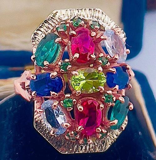 Zonder Minimumprijs - Ring - 9 kt. Roségoud, Zilver Smaragd, Sieraden, Tassen en Uiterlijk, Ringen