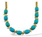 Halsketting - 18 karaat Geel goud, 18K geelgouden turquoise, Nieuw