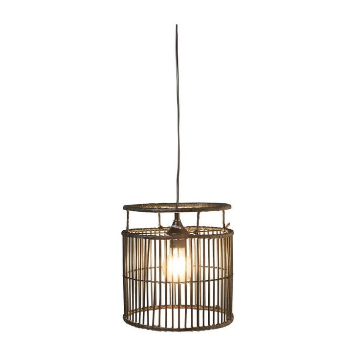 Hanglamp bamboe - zwart - 28x33 cm, Huis en Inrichting, Lampen | Hanglampen, Verzenden